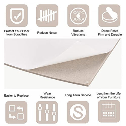 uxcell Felt Furniture Pads Self Adhesive Square Furniture Felt Pads, Anti Scratch Floor Protectors for Furniture Legs Hardwood Floor 5.1 Inch x 5.1 Inch Beige 16pcs - size: 5.1 Inch x 5.1 Inch