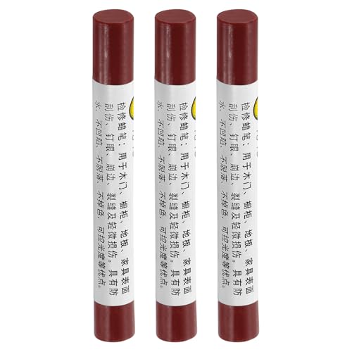 uxcell Furniture Repair Crayons, 3Pcs - Wood Wax Filler Stick, Furniture Markers Touch Up - for Scratches Holes Tables Desks Wooden Floors Cover Ups, Red Wood - color: Red Wood