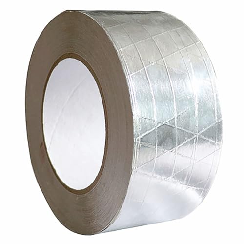 Fiberglass Reinforced Foil Duct Tape, 2 inch Glass Fiber Cloth Aluminum Foil Tape Duct Tape Withstand 80°C to 100°C, Fireproof Heat Resistant Tape for HVAC, Metal Repair Sealing and Insulation - color: Cross Pattern Silver, size: 2 inch width x 82 feet