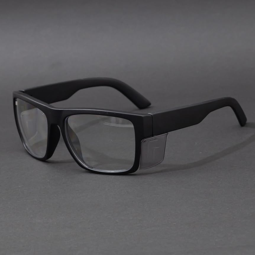 TransitionSafetyGlaseswith ANSI Z87+ImpactApproved Wraparound&Anti Bluelight UV400 - color: Matte Black（grey Shield)