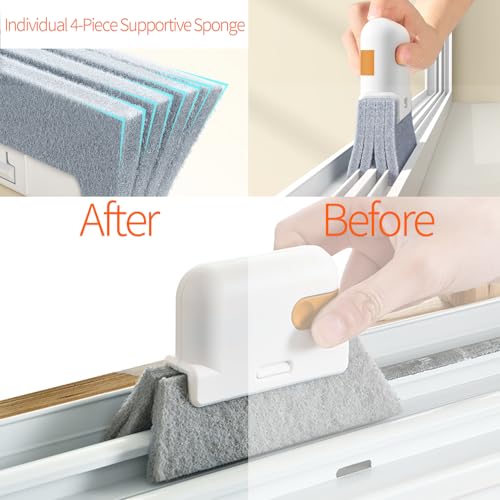 Window Track Cleaner Tools Set - 14 Pcs Window Groove Cleaning Brush Kit, Crevice Cleaning Brush for Sliding Door, Shutter, Sill, Tile Lines, Sink - size: 14 PCS
