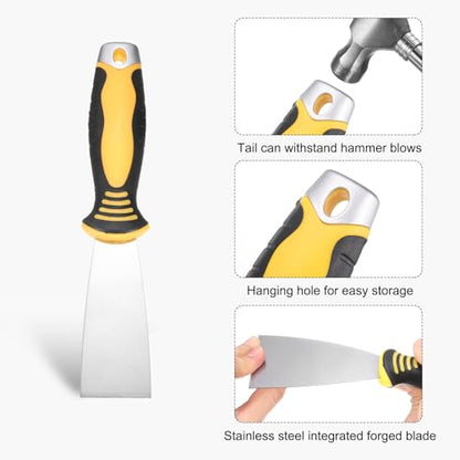 uxcell Putty Knife 1.5" High Carbon Steel Paint Scraper Flexible Drywall Repair Mud Knife for Removing Cement Wallpaper Mud Adhesive Taping with Metal Hammer End - size: 1.5"