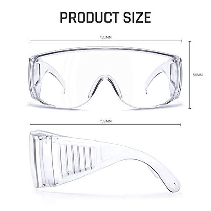 Safety glasses Industrial Goggles with Anti-fog Lens, Clear Safety glasses with Anti-Scratch Lens Goggles Inside Eyeglasses(Transparent) - color: Transparent Frame