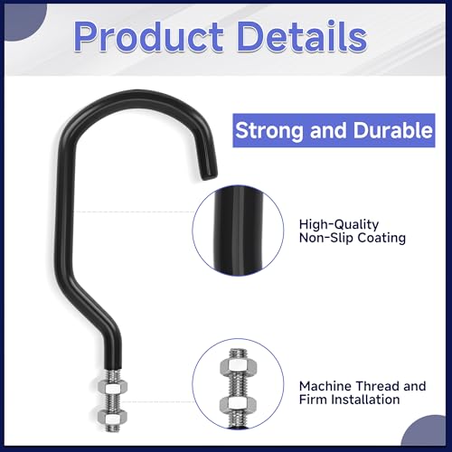 4 Pack Bike Hooks for Garage, Heavy Duty Bike Storage Hooks with M10 x 1.5 Machine Thread and Rubber Coating, Perfect Bicycle Hanging Wall Mount Hanger for Wall and Ceiling Bicycle Storage