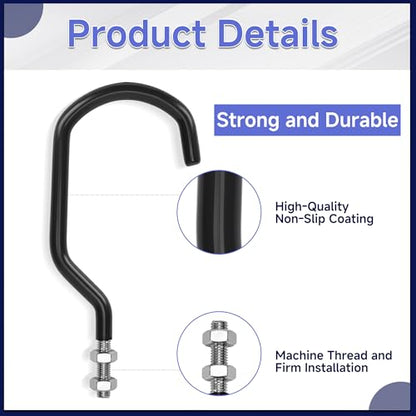 4 Pack Bike Hooks for Garage, Heavy Duty Bike Storage Hooks with M10 x 1.5 Machine Thread and Rubber Coating, Perfect Bicycle Hanging Wall Mount Hanger for Wall and Ceiling Bicycle Storage