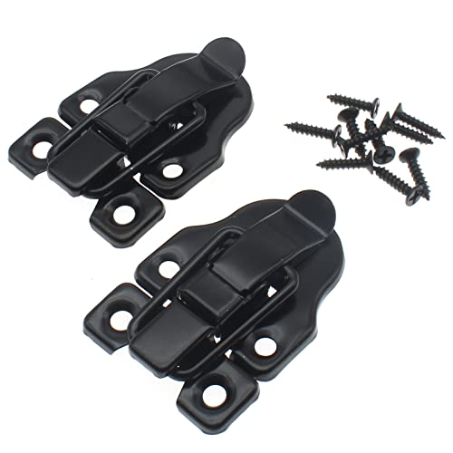 2 Pcs Retro Style Duckbilled Toggle Hasp Latch with Mounting Screws for Repair/Decorative Wooden Jewelry Box(Black) - color: Bronze