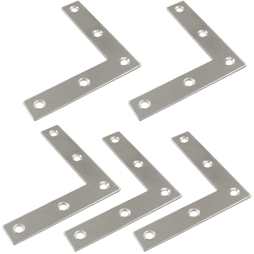 Bivethoi 10 Pack Repair Mending Bracket Plate, Stainless Steel Flat L Brackets, Flat Angle Corner Brace Bracket, Heavy Duty L Corner Brace Joining Plate with Screws(80 mm x 80 mm) - size: 80*80mm/3.15*3.15''(10 pcs)