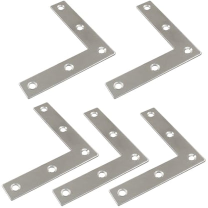 Bivethoi 10 Pack Repair Mending Bracket Plate, Stainless Steel Flat L Brackets, Flat Angle Corner Brace Bracket, Heavy Duty L Corner Brace Joining Plate with Screws(80 mm x 80 mm) - size: 80*80mm/3.15*3.15''(10 pcs)