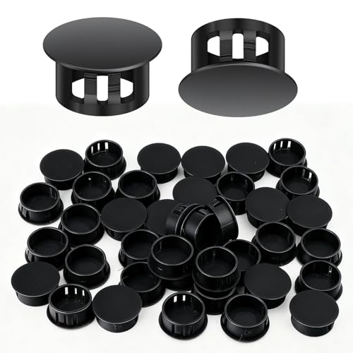 50PCS 1" Plastic Plugs Hole, Cabinet Hole Decorative Covers, Black Plastic Plugs for Round Furniture Holes