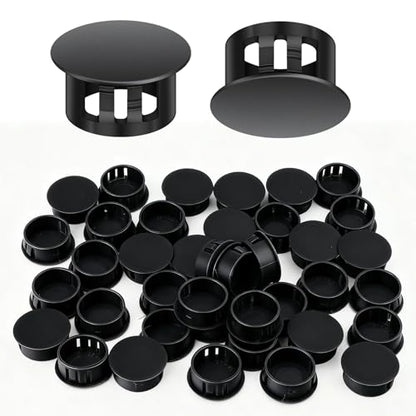 50PCS 1" Plastic Plugs Hole, Cabinet Hole Decorative Covers, Black Plastic Plugs for Round Furniture Holes