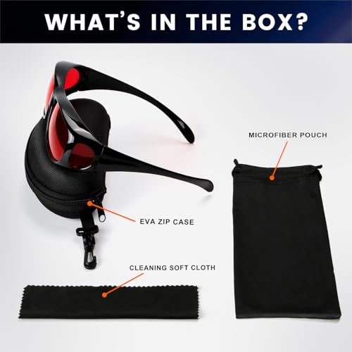 Eyekepper Red Lens Blue Light Glasses Men,Fitover Blue Light Blocking Glasses Women, Red Light Glasses Eye Protection - Black - color: Red Tinted-1806-black