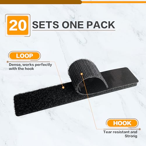KING MOUNTAIN 1x6 Inch Hook and Loop Strips, 20 Sets Nylon Self Adhesive Tape, Double Sided Strong Back Adhesive Tape and Dots for Office, Home and Crafting, Heavy Duty, Black - size: 1*6in, style: Black Tape