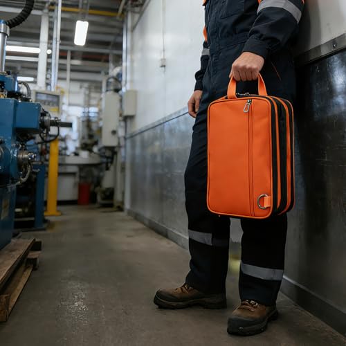 Organizer Tool Pouch Small Tool Bag with Zipper Waterproof Utility Multi Compartments Orange - color: Orange