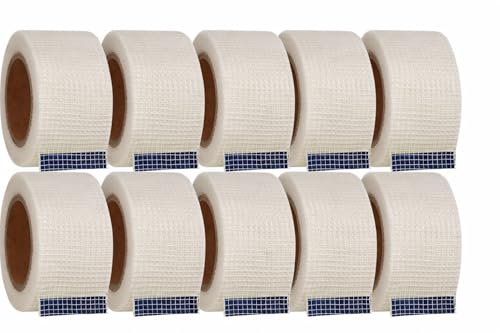 Hyde Tools 09062 Self-Adhesive Fiberglass Joint Tape, 2” x 50 ft Drywall Mesh Repair Tape Roll – Crack & Seam Reinforcement for Quick-Setting Joint Compound, No Blistering or Bubbling – 10-Pack