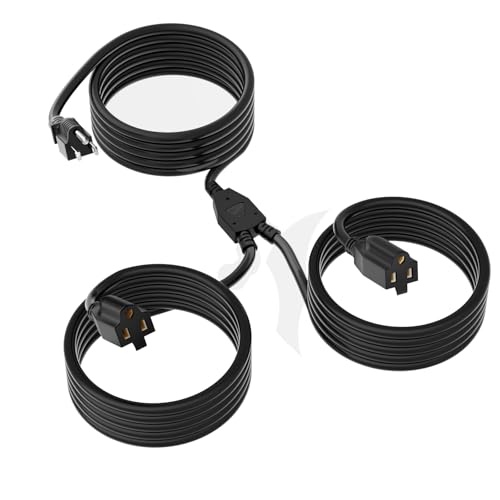 2 Way Power Extension Cord Splitter 30 Ft Total (18+6+6)-3 Prong 1 to 2 Extension Cord Cable Y Splitter-Outlet Adatper-SJTW Outdoor for Halloween Christmas Lighting Landscaping-16AWG 13A 125V-UL-1T2 - size: 30FT
