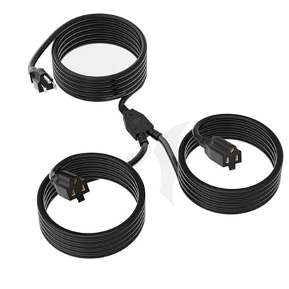2 Way Power Extension Cord Splitter 30 Ft Total (18+6+6)-3 Prong 1 to 2 Extension Cord Cable Y Splitter-Outlet Adatper-SJTW Outdoor for Halloween Christmas Lighting Landscaping-16AWG 13A 125V-UL-1T2 - size: 30FT