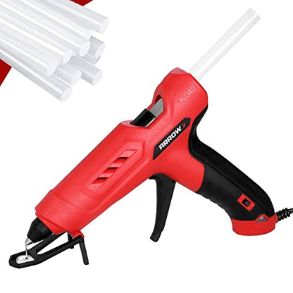 Arrow Full Size Dual Temp Glue Gun Kit with 12 Sticks - Professional, High/Low Temperature, Fast Heating, Heavy Duty with Stand for Décor, Crafts, Repairs, Construction