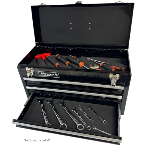 Homak 3 Drawer Ball Bearing Toolbox Chest, Black, 20 Inches - color: Black, size: 3-Drawer