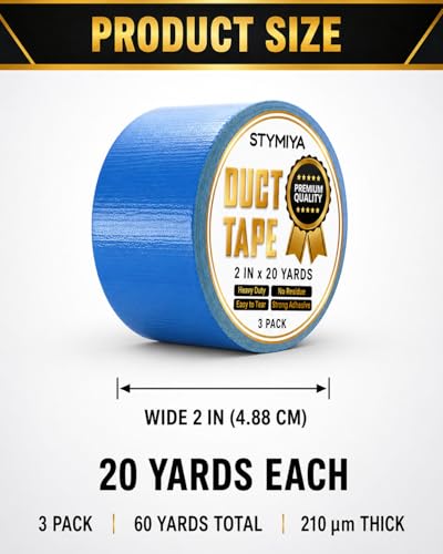 Blue Duct Tape Heavy Duty: 3 Rolls*2IN*20Yards Wide Waterproof Outdoor Duck Furniture Repair Tape Bulk - Strong Adhesive Weather UV Resistant No-Residue Masking Tapes Patterns Variety - color: Blue, size: 3*2in*20yards