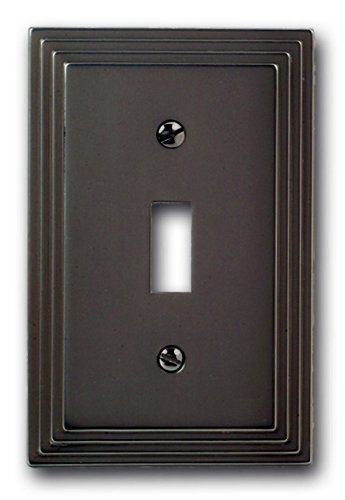 Amerelle Steps Single Toggle Cast Metal Wallplate in Satin Nickel - color: Satin Nickel, size: 1 Toggle
