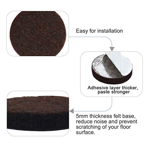 uxcell 40pcs Furniture Pads Round 3/4" Dia Self-stick Non-slip Anti-scratch Felt Pads Floors Protector Dark Brown - size: 19 x 5mm