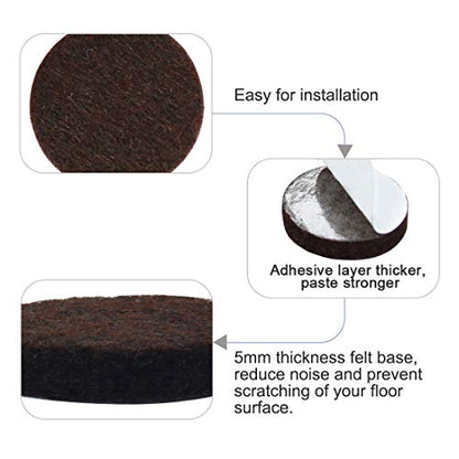 uxcell 40pcs Furniture Pads Round 3/4" Dia Self-stick Non-slip Anti-scratch Felt Pads Floors Protector Dark Brown - size: 19 x 5mm