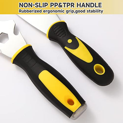 3Pcs Putty Knife, 2" 4" Spackle Knife Set Stainless Steel 15-in-1 Painters Scraper Wallpaper Scraper Tool for Repairing Drywall, Removing Wallpaper, Applying Putty, Plaster, Cement, Adhesive