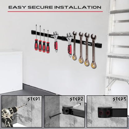 SEDY Magnetic Tool Holder Storage Organizer: 7-Piece Garage Wall Mount Rack Organization Strip Power Magnet Organizers Mounted Workbench Board Slatwall Van Hanger - style: 7-Piece Magnetic Tool Strips