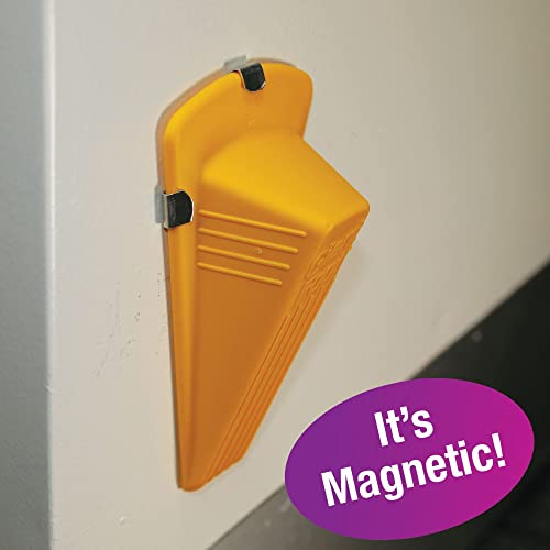 Master Caster Giant Foot Magnetic Doorstop, No-Slip Rubber Wedge, 3.5w X 6.75d X 2h, Yellow