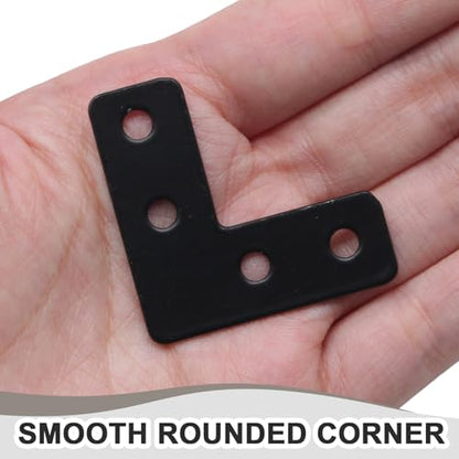 Hordion 20Pcs 1.6 x 1.6 Inch L Shape Bracket Flat Corner Brace (40 X 40mm), Right Angle Bracket Black Heavy Duty Repair Mending Plates for Wood Furniture Chair Drawer Cabinet - size: 1.6*1.6''/40*40mm, Silver