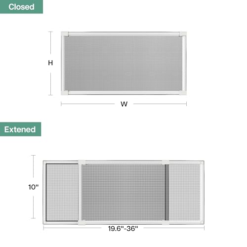 Paramondo Expandable Window Screen, Horizontal (10" H x 19.6" - 36" W, 2 Pack) Adjustable Window Screens, Replacement Window Screens for House Windows - size: Small (10" H x 19.6"-36" W, 2 Pack)