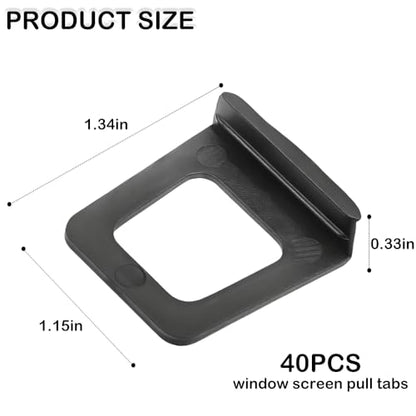 40 Pcs Window Screen Pull Tabs Screens Lift Hollow Tabs Installed in Flat Spline Channel Window Screen Frame Replacement Repair Clip Kit