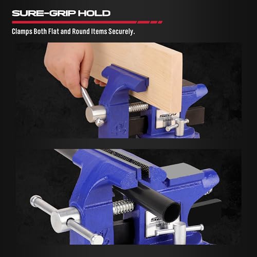 Heavy Duty Bench Vise 4.5 Inch: Table Clamp Woodworking Vice Press Drill Tools Workbench Wood Metal Pipe Work Shop Block Swivel Slide Cross Welding Machine Kit Milling Grip Precision Magnetic Jaw Pad - style: 4.5" Multi-Purpose + Magnetic Pads