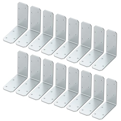 3"x3"x1.2" Steel L Bracket, 90 Degree Metal Iron Corner Brace - Right Angle Joist Brackets for Wood Shelves, Desk, Fence, Furniture Repair (Galvanized-16 Pcs) - color: Galvanized-16 Pcs