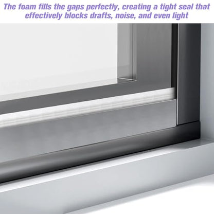 3Pcs 196" Door Insulation White Weather Strip Window Seal Weather Seal Window Gap Filler Stripping for Winter Insulation Foam Self Adhesive Door Gap Filler Noise Blocker Draft Stopper, Wedge