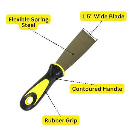Harrier Hardware 4-Pack Soft Grip Handle Putty Scraper Knife, Flexible Blade, 1.5-inch Wide