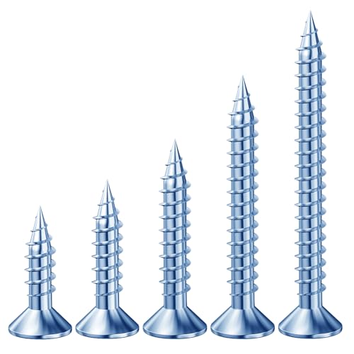 Wensilon (150Pcs) Zinc Wood Screw Quick Metal Self Tapping Flat Head with Drywall Plastic Anchors kit - size: Blue and white Flat Head Wood Screws