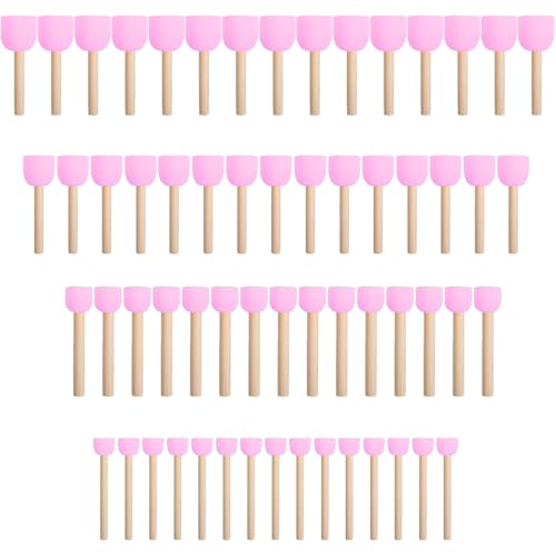 WAFJAMF 60 Pcs Assorted Size Round Sponges Brush Set, 4 Size DIY Paint Tools for Kids – Pink - color: Pink