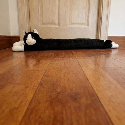 Animal Fabric Under Door Draft Stopper Weather Stripping Sound Proof Bottom Seal Heavy Duty Reduce Noice (Cat)