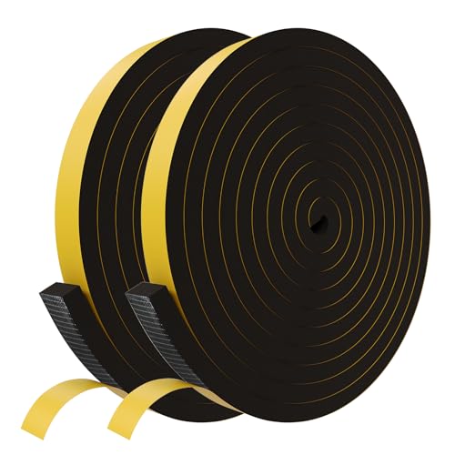Weather Stripping Door Seal Strip,Black Weatherproof Foam Tape Insulation for Sliding Door, Front Door Frame, Windows (1 in x 1/2 in x 32.8Ft) - color: Black, size: 1Inx1/2Inx32.8Ft