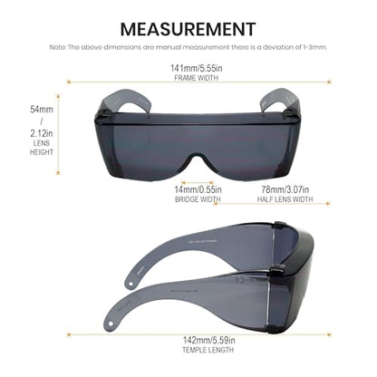 Calabria 3000 Fitover Safety Glasses with Uni-Lens – [Smoke] Wrap Around Eye Protection | Anti-Fog Scratch Resistant | Protective Eyewear - color: Smoke