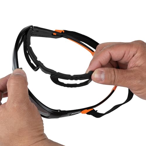 Klein Tools 60471 Safety Glasses, ANSI Z87.1+ Pro Full Frame Gasket Safety Glasses, Gray Lens, UV Protection, Anti-Fog, Scratch Resistant - size: Gasket, Gray