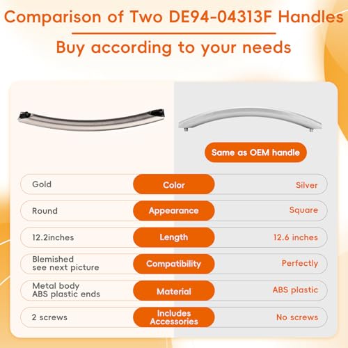 Upgrade ME16A4021AS Microwave Door Handle(Rose Gold 12.28in), Replaces with Samsung Microwave Handle ME16A4021AS, with 2 Screws, DE94-04313F Microwave Door Handle, 365 Days Warranty