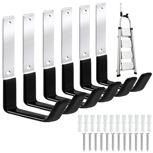 GeeWatom Heavy Duty Steel Garage Hooks,Garage Storage Utility Hooks,Anti-Slip Garage Hooks,Garage Garden Tool Organizer,Steel Wall Mount Hooks, Garden Hose Hanger, Black J Hooks (Large-6PC) - size: Large-6PC