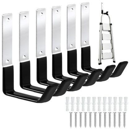 GeeWatom Heavy Duty Steel Garage Hooks,Garage Storage Utility Hooks,Anti-Slip Garage Hooks,Garage Garden Tool Organizer,Steel Wall Mount Hooks, Garden Hose Hanger, Black J Hooks (Large-6PC) - size: Large-6PC