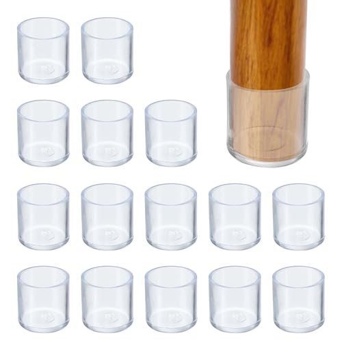 PATIKIL Round PVC Chair Leg Caps Tips 7/8", 16 Pcs Plastic Furniture Leg Floor Protectors No Scratches No Noise for Chair Leg Protect Hardwood Floor, Transparent - color: Transparent, size: 7/8"