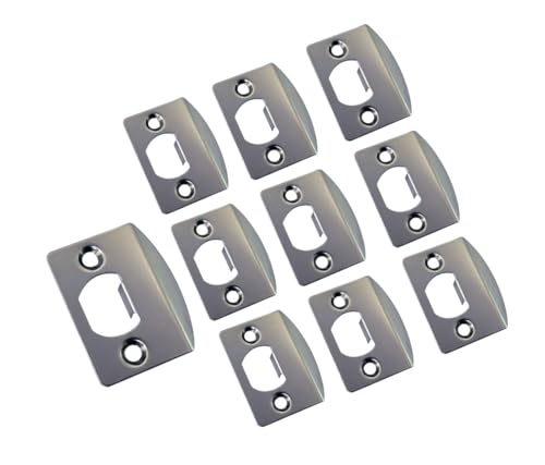 QCAA Solid Brass Latch Strike Plate L 2-1/4" x W 1-7/16", Screw Hole CTC 1-5/8", Satin Nickel, Made in Taiwan, 10 Pack - color: Satin Nickel, size: 10 Pack