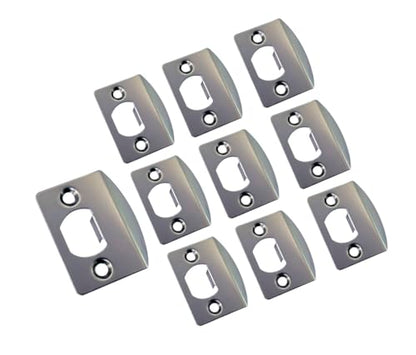 QCAA Solid Brass Latch Strike Plate L 2-1/4" x W 1-7/16", Screw Hole CTC 1-5/8", Satin Nickel, Made in Taiwan, 10 Pack - color: Satin Nickel, size: 10 Pack