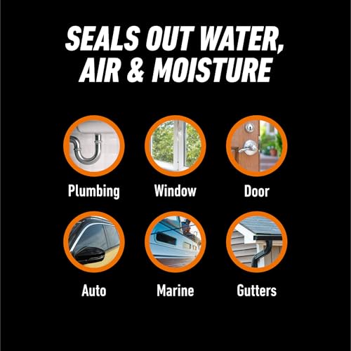 Gorilla 100% Silicone Sealant Caulk Window & Door, 10 Ounce Cartridge, White