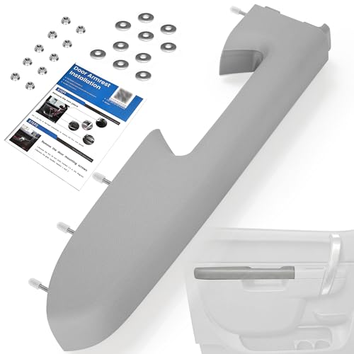 22818466 Front Left Driver Side Armrest Repair Kit for 2010-2014 Chevy Silverado & GMC Sierra 1500 2500HD 3500HD Interior Door Panel Handle – Door Release Handle is Below Vertical Door Armrest - Puzau - color: Gray